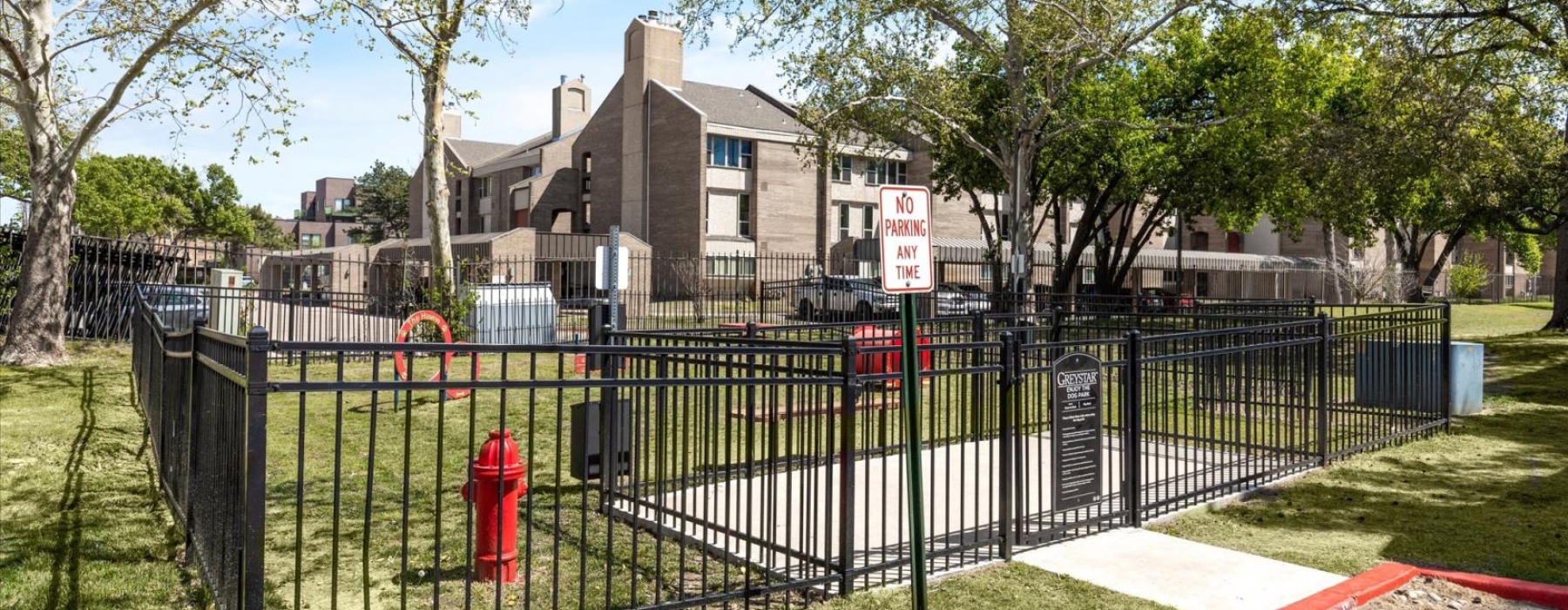 a gated off area with a sign on it